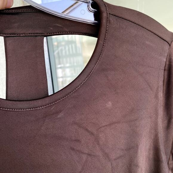 Et Ochs Reagan Racerback Long Sleeve Jersey Gown 4 Brown Dress - Picture 10 of 12